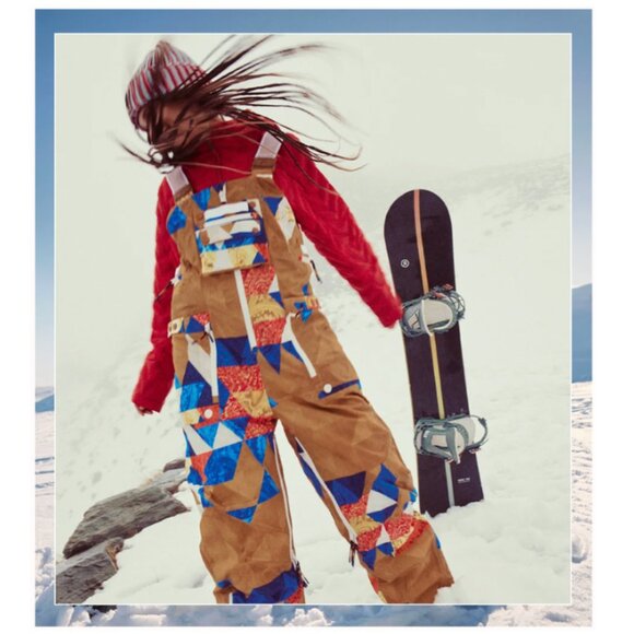 FP Movement Free People Care On The Ascend Pattern Bib Ski Snow Pants Overalls - Picture 3 of 14